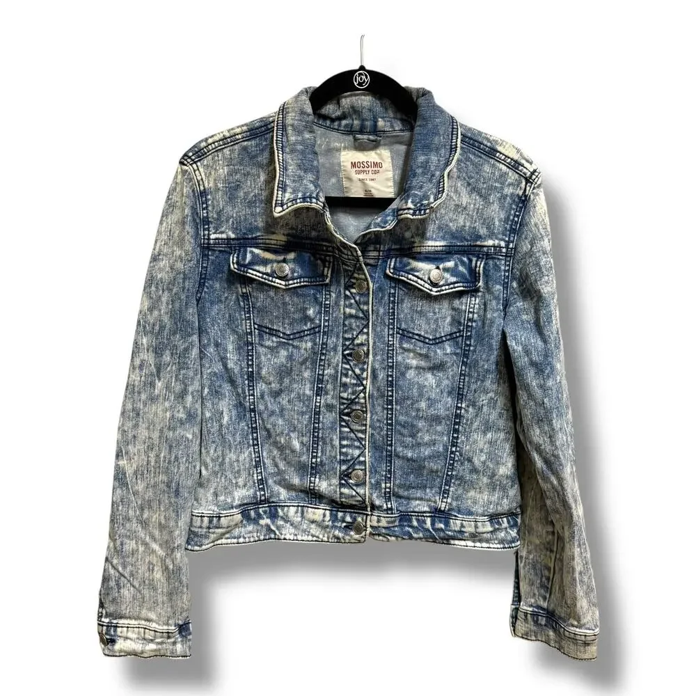 Mossimo Women's Acid Washed Blue Denim Jacket Size XL‎